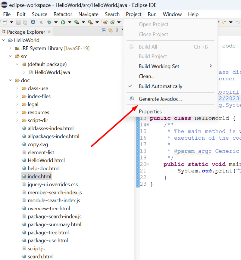 Generate Javadoc