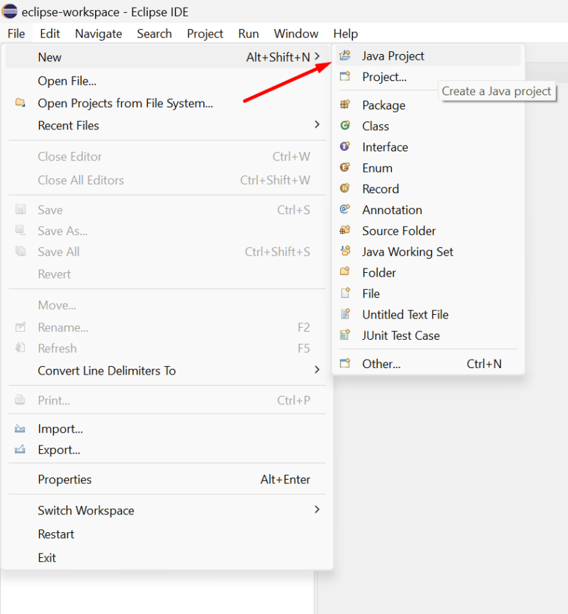Create a new Java project