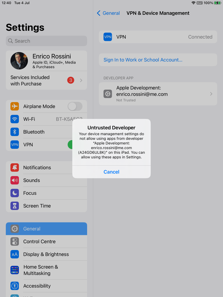 iPad couldn't trust the developer