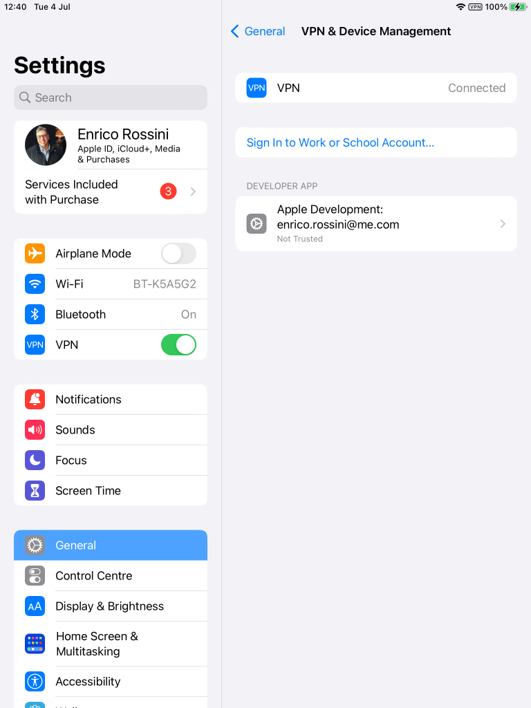 iPad VPN & Device management