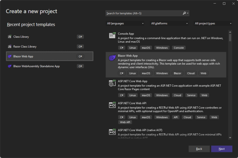 Create a new project - Custom User Management with NET8 and Blazor