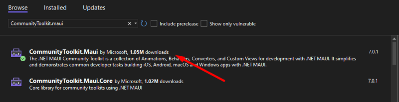 .NET MAUI Community Toolkit in the NuGet Package Manager - Open a loading popup from MAUI viewmodel