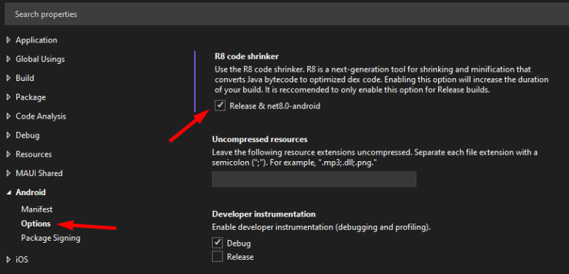 Android R8 code shrinker option - Some lessons I learned about MAUI
