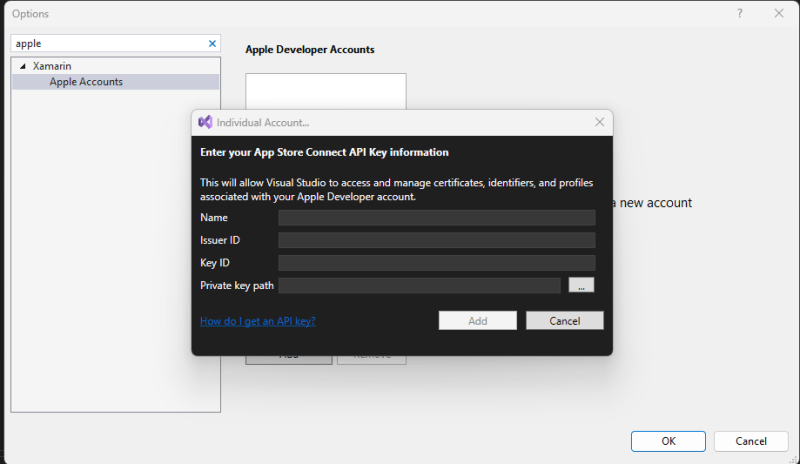 Individual Account configuration in Visual Studio - Deploy MAUI app on a real device