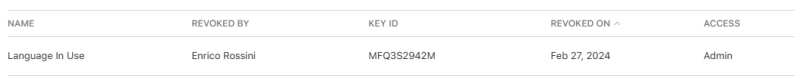 Example of a API key created (in this case only for display) - Deploy MAUI apps on a real device