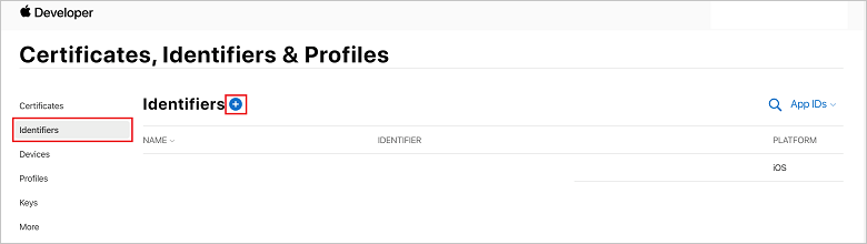 Apple Developer website: Certificates, Identifiers & Profile