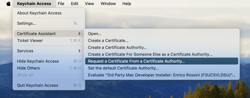 Request a Certificate From a Certificate Authority from my Mac - MAUI Push Notifications using Azure Notification Hub for iOS