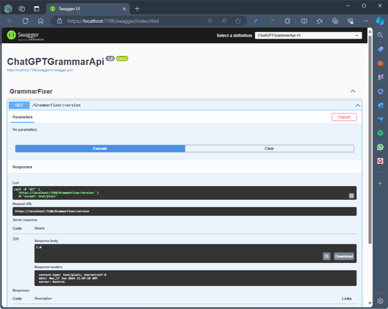 ChatGPT Custom API - Version - Using ChatGPT library for grammar checker API