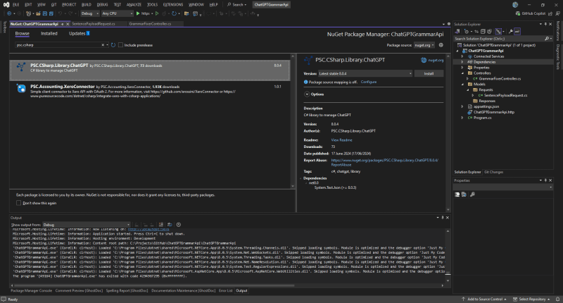 Add PSC.CSharp.Library.ChatGPT to the project