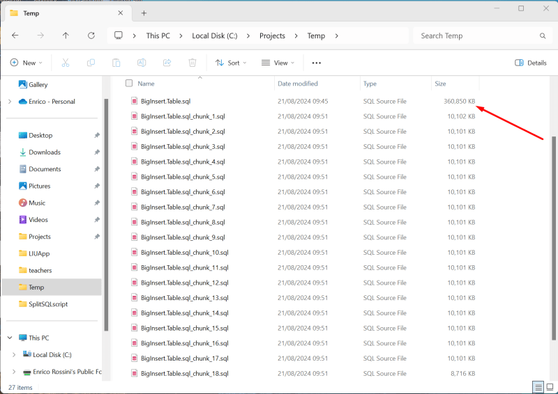 Split SQL script tool - Example of big SQL to split