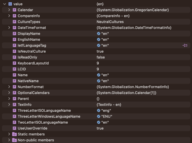 CultureInfo in iOS doesn't have all the corrent values