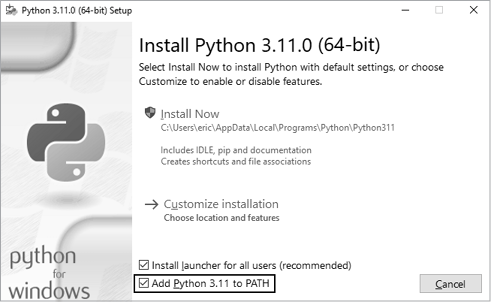 Make sure you select the checkbox labeled Add Python to PATH. - Hello Python