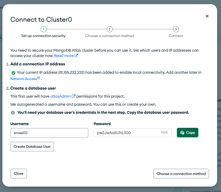 Connect to the cluster