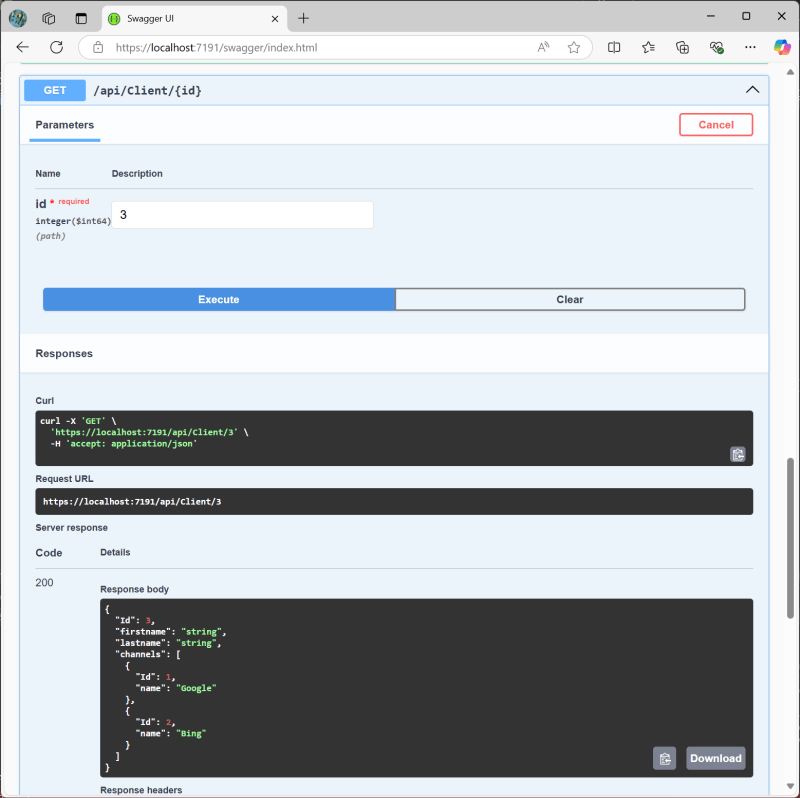 Using Swagger to retrieve a full Client object