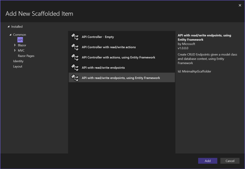 Add New Scaffolded Item