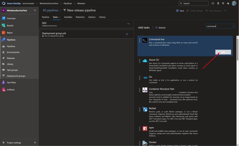 Add Command Line task