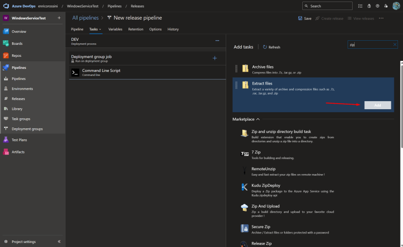 Add Extract files to the Release pipeline