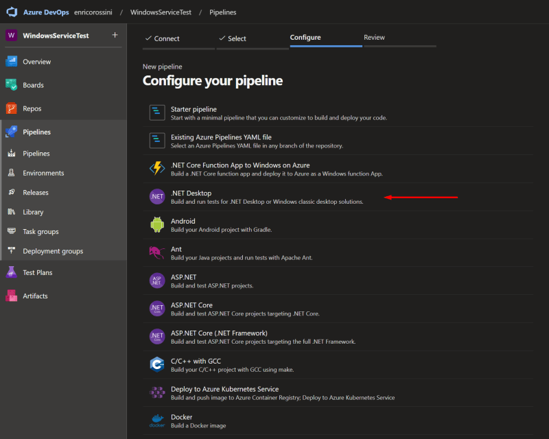 Configure your pipeline: .NET Desktop
