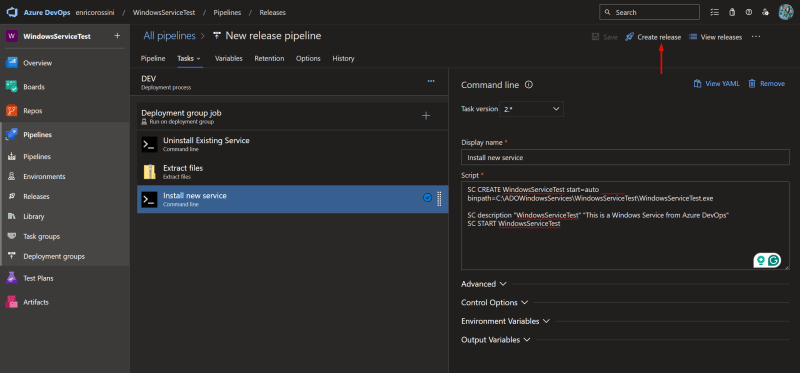 Create a release enabled