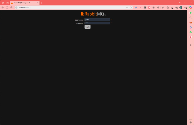 RabbiqMQ Login Page - Resilient connection to RabbitMQ