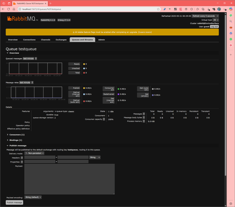 RabbitMQ Queue testqueue