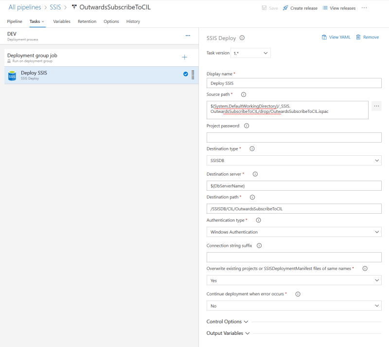 Deploy SSIS settings