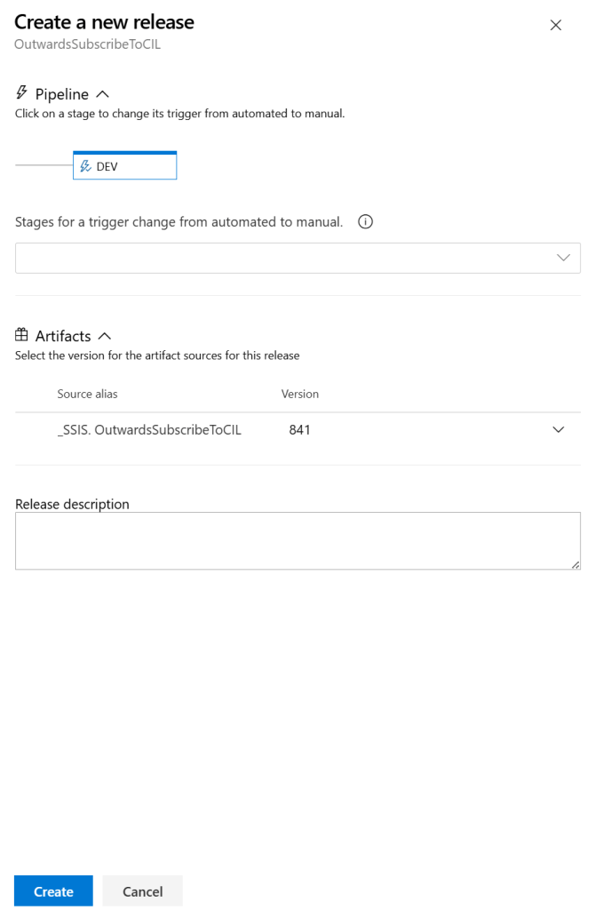 Create release settings