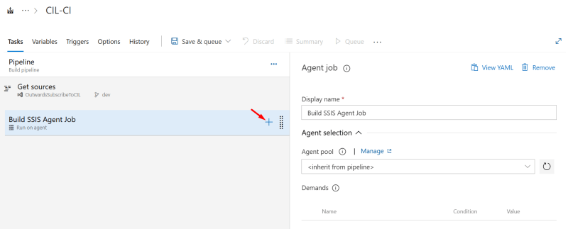 Add a task to the agent job