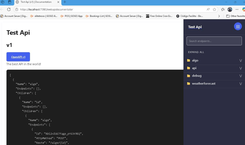 Home page for the APIs in the application - An alternative to Swagger