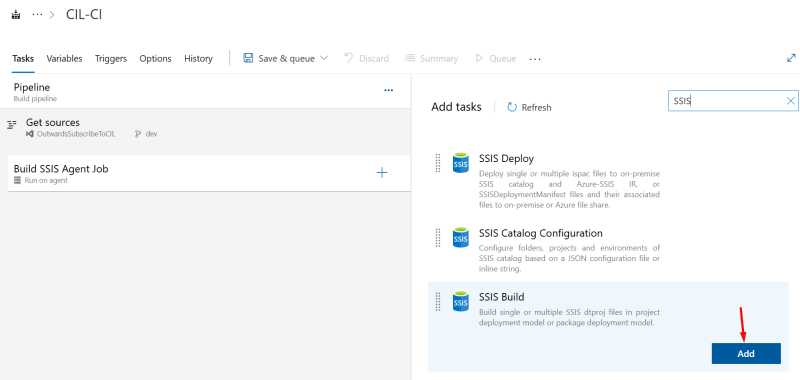 Add the SSIS Build to the Agent job - Release SSIS using Azure DevOps