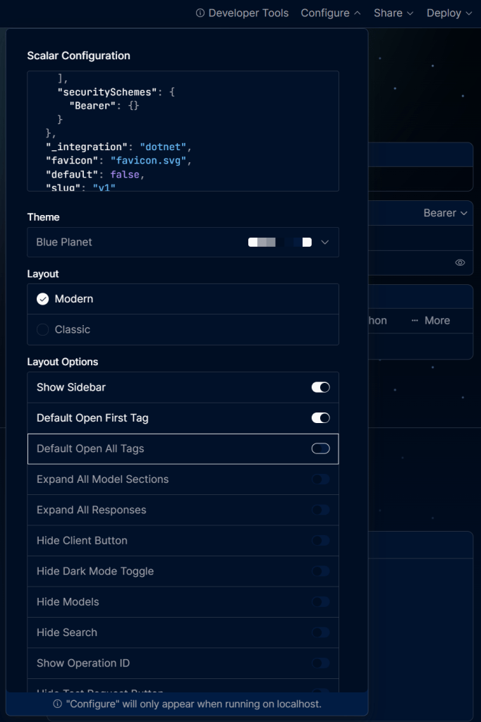 Configuration - Replacing Swagger with Scalar in ASP.NET Core