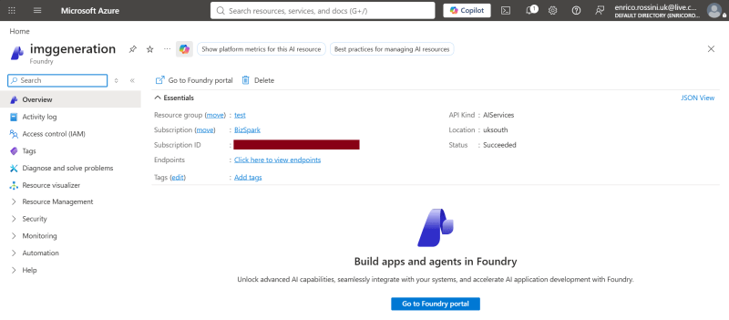 The resource is created - Generating images with IImageGenerator