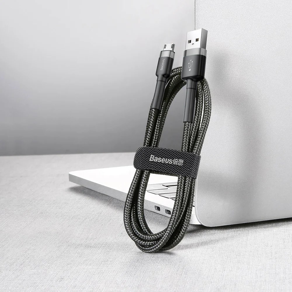 Baseus Cafule 0.5M Cable USB For Micro 2.4A Gray+Black – CAMKLF-AG1