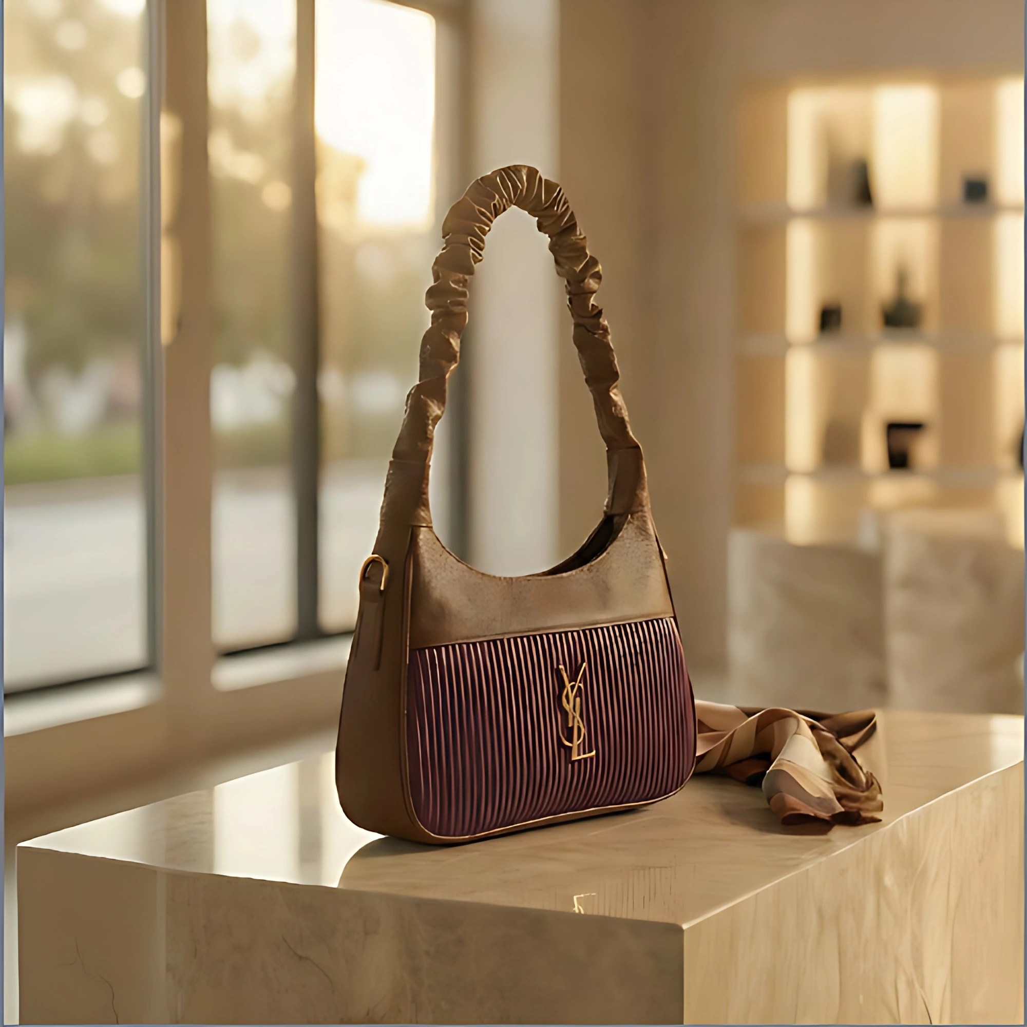 Elite Pleated PU Leather Hand Bag