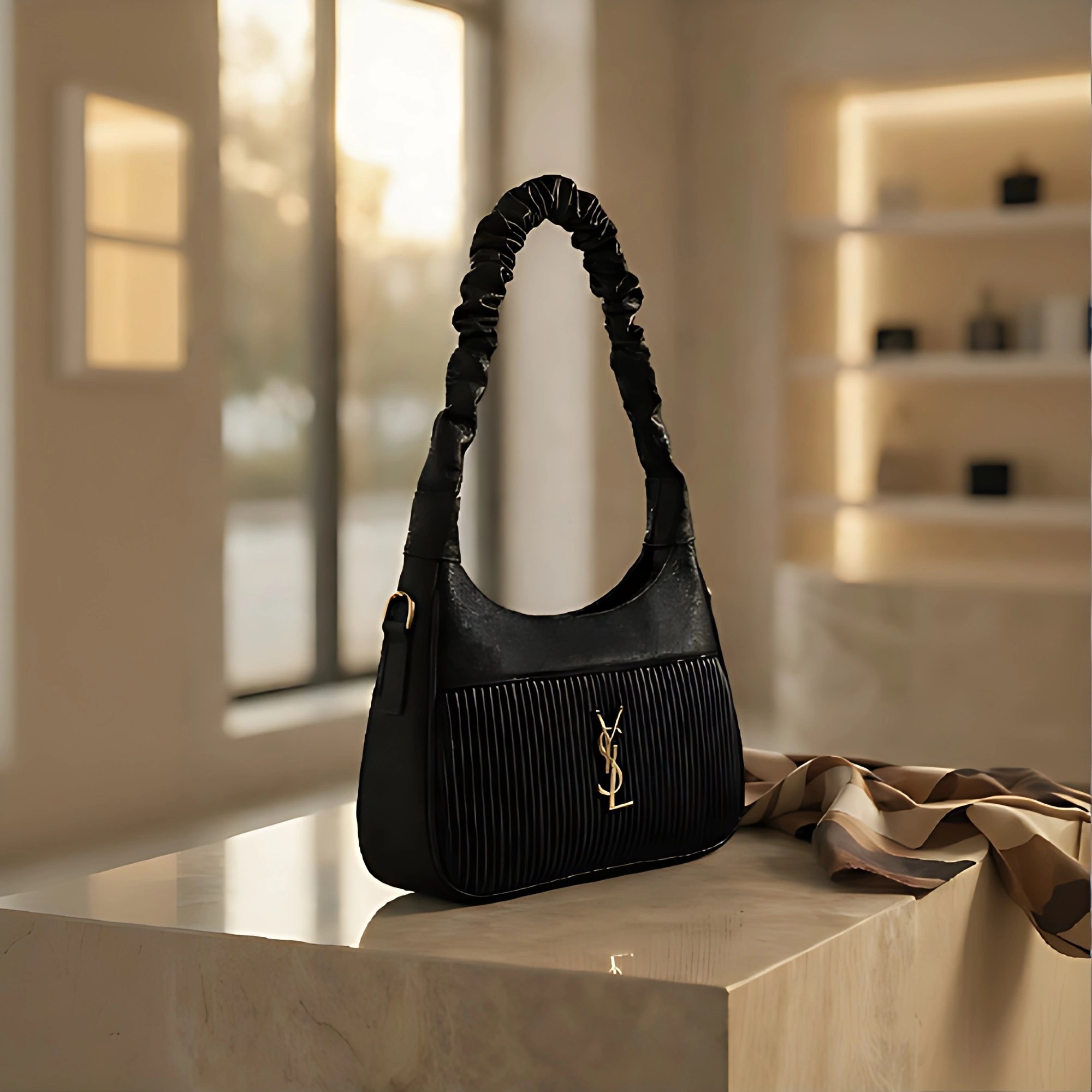 Elite Pleated PU Leather Hand Bag