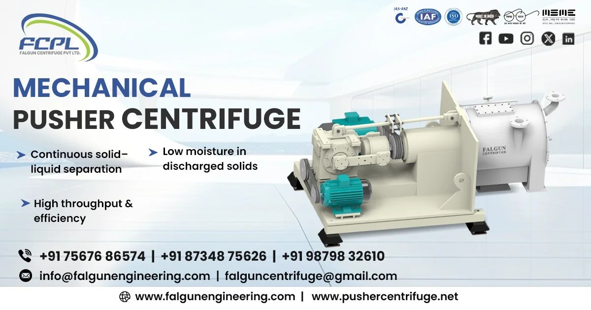 Mechanical Pusher Centrifuge for Salt Industry in Madhya Pradesh