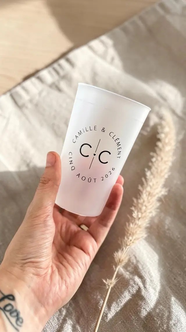 Gobelet personnalisé Eco Cup 50 cl avec prénom et date pour mariage