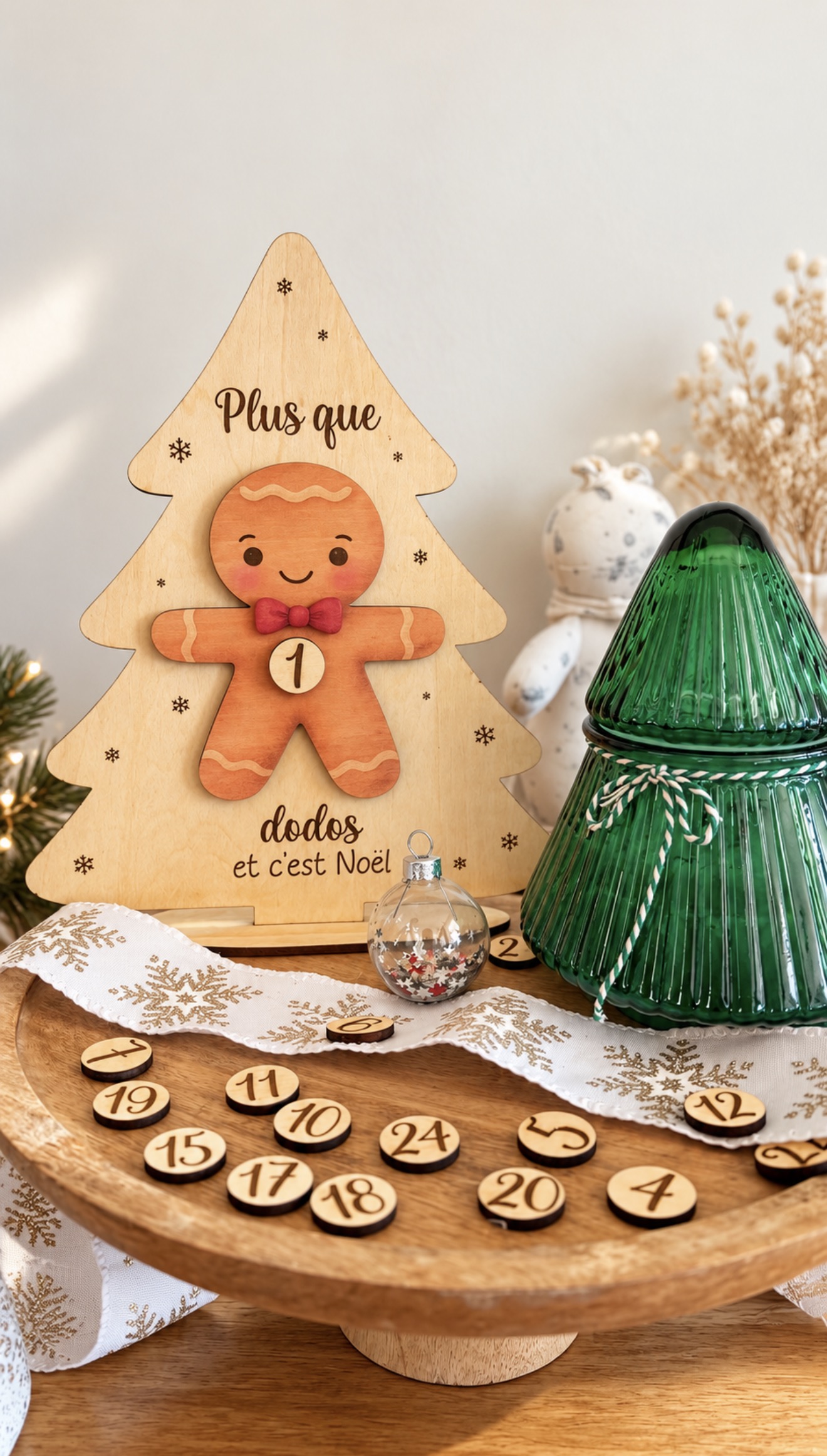 Compte à rebours de Noël en bois – Calendrier de l’Avent enfant