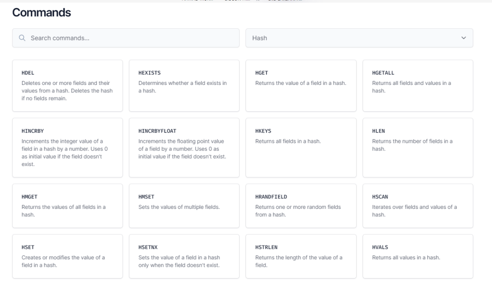 common command hash redis