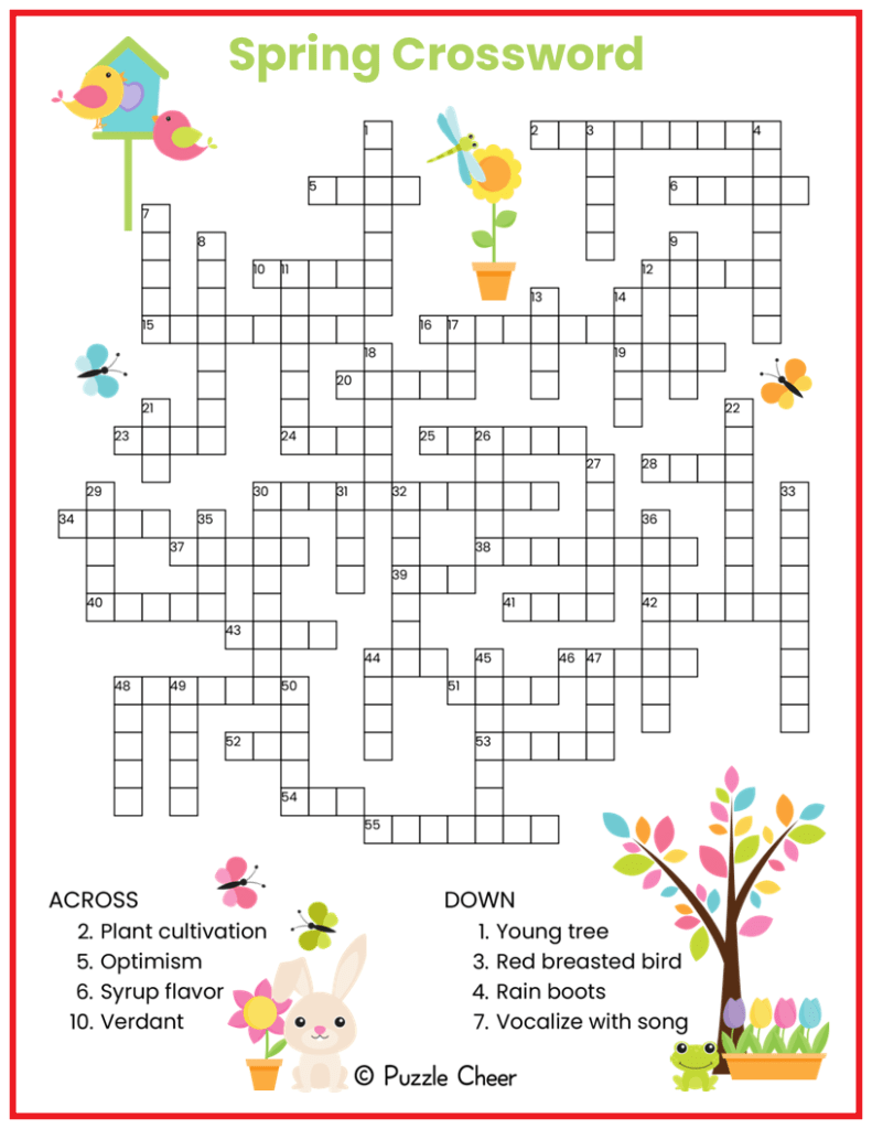 Spring crossword puzzle