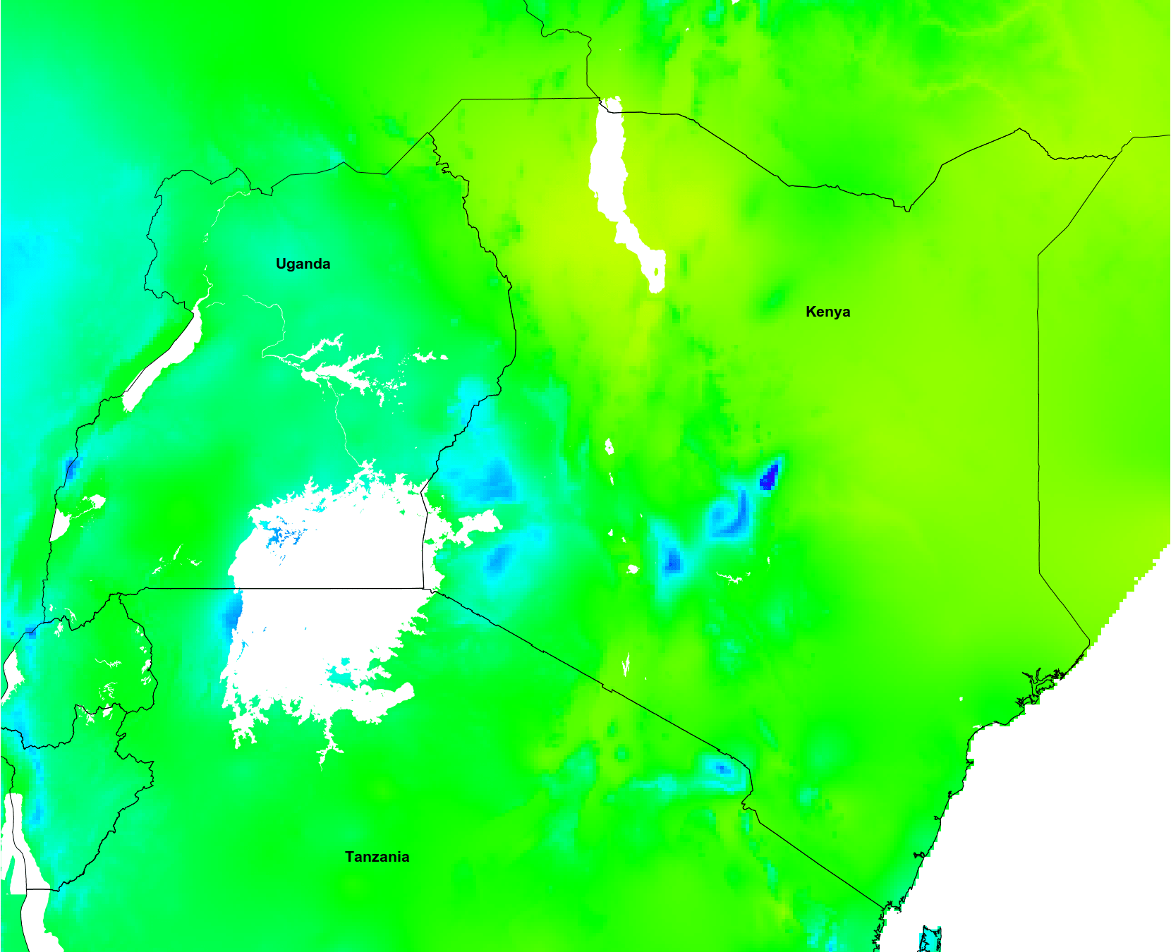 Mean annual rainfall representative for the period 1950-2000, from the Worldclim dataset
