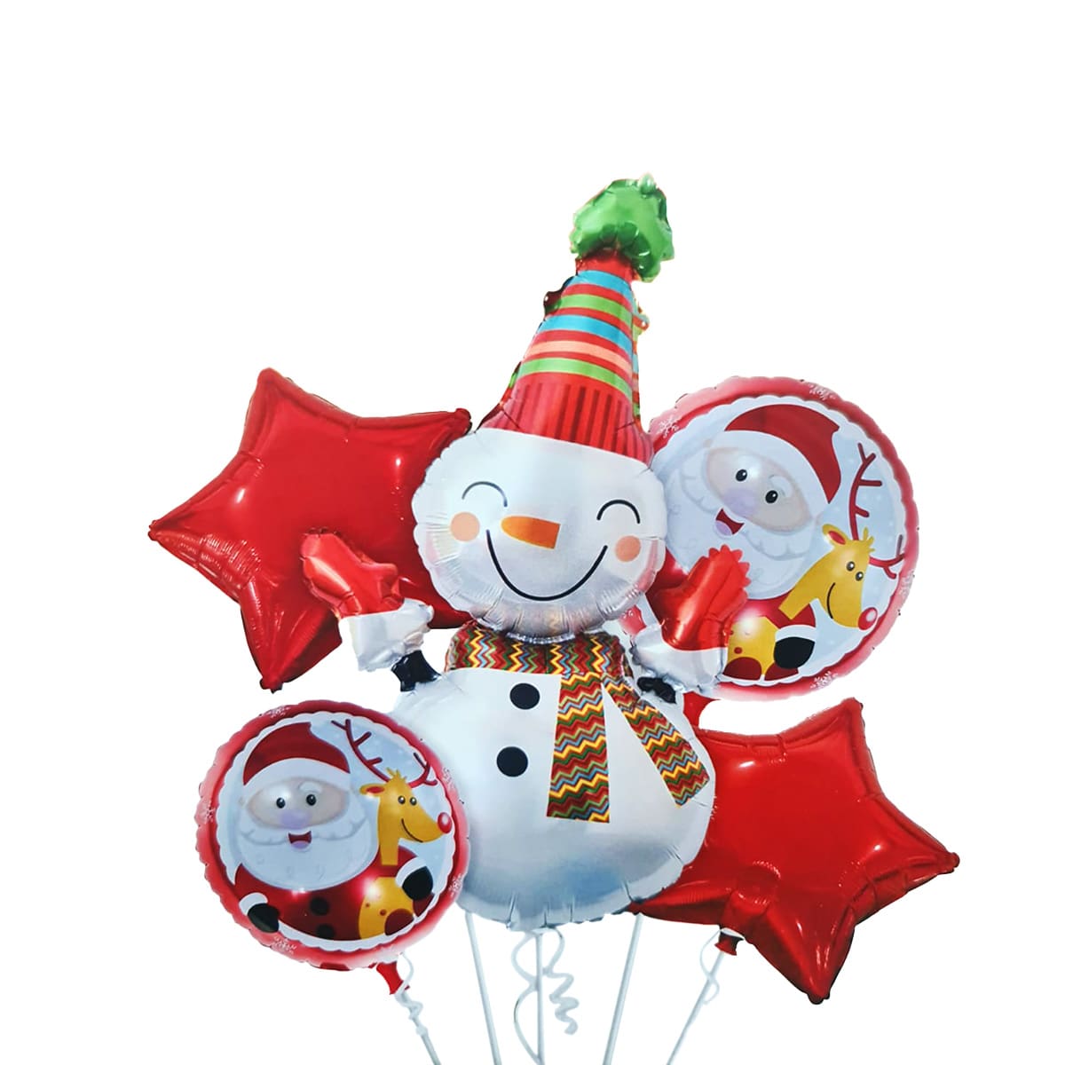 Xmas Balloon Bouquet with 5 helium-filled Christmas foil balloons
