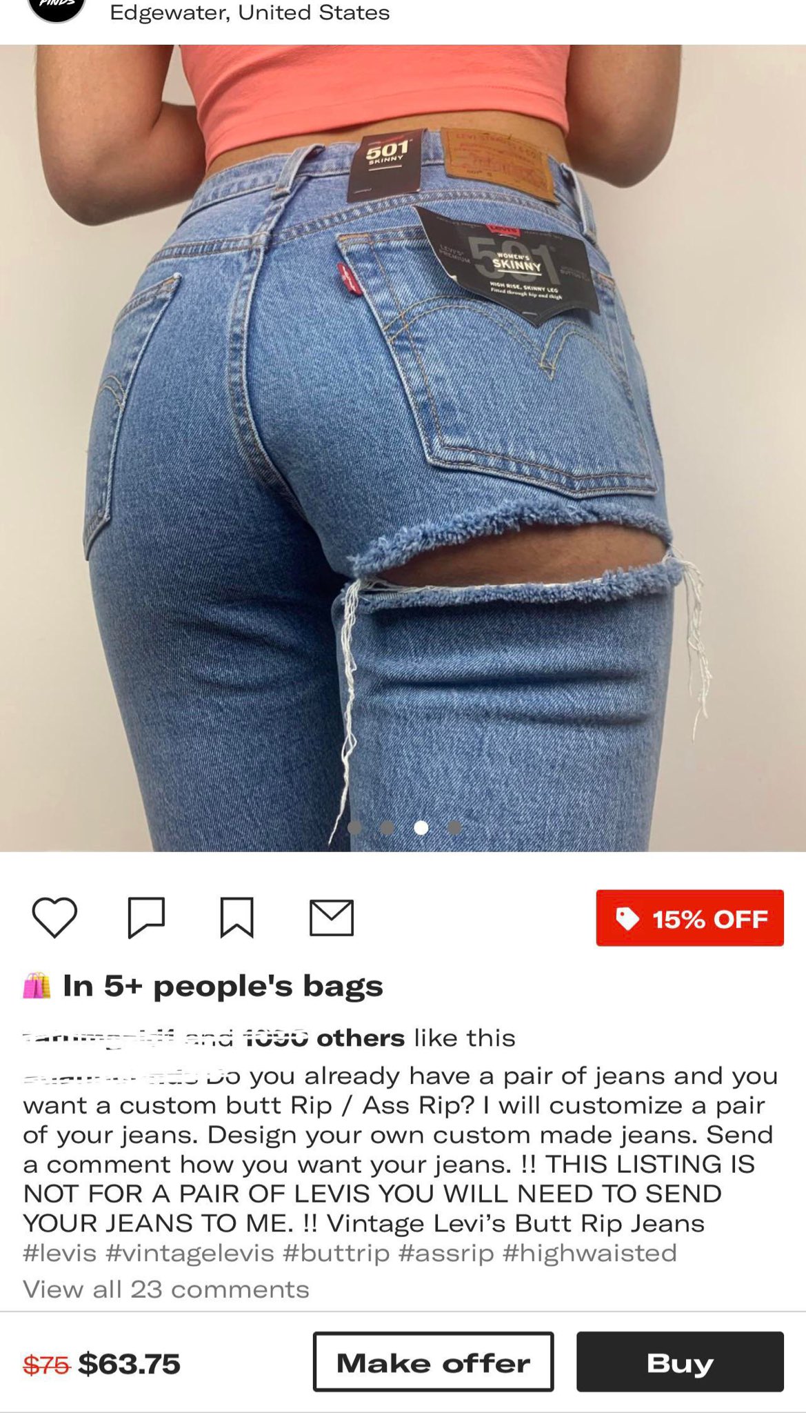 Custom Butt Rip in your jeans