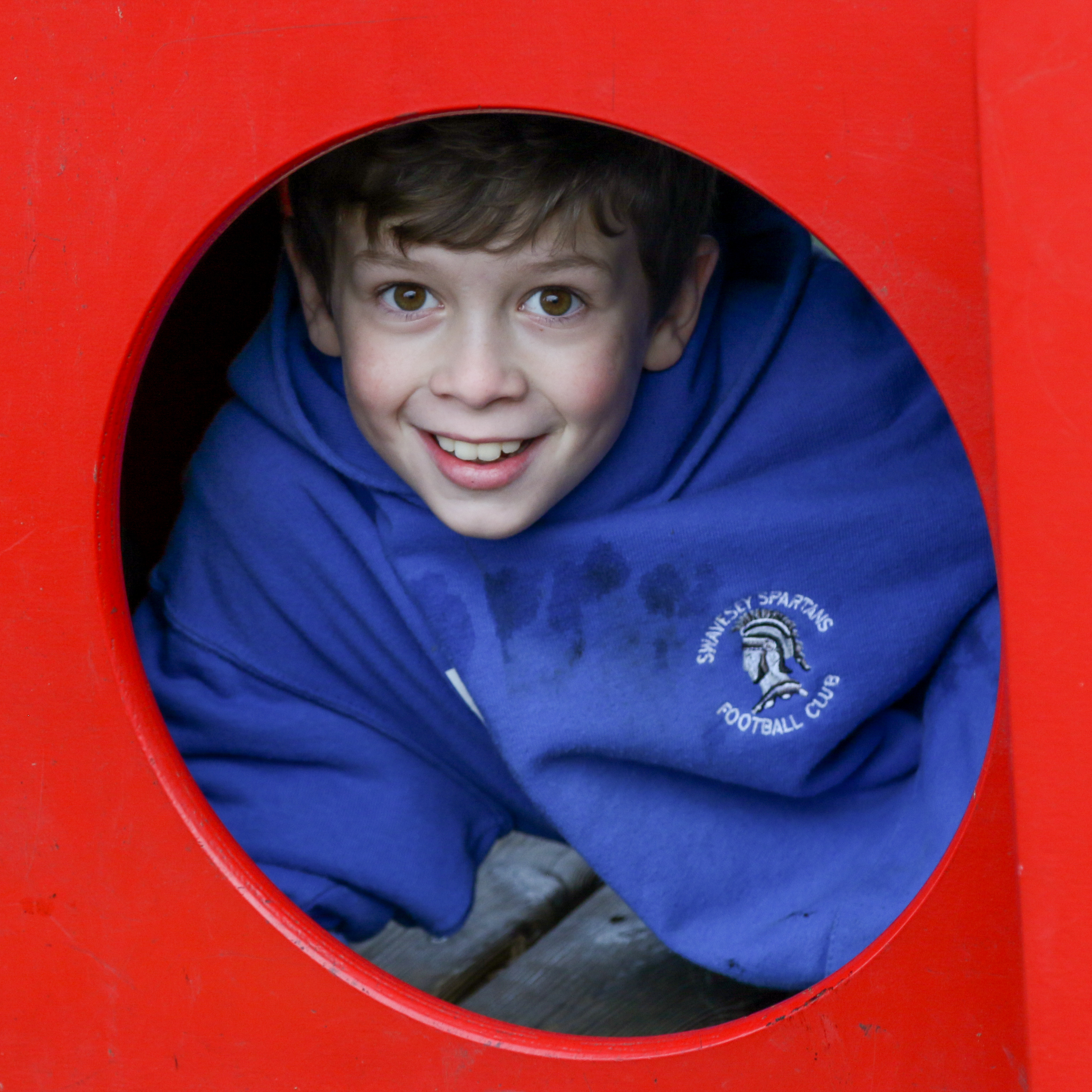 Ethan hiding from the camera.