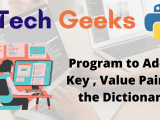 Python Program To Add A Key Value Pair To The Dictionary Python Programs