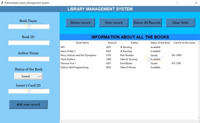 Library Management System Project In Python With Source Code - Python Geeks