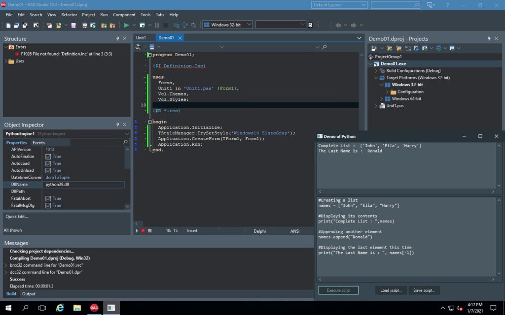 Learn How To Use Lists With Python GUI In A Delphi Windows App