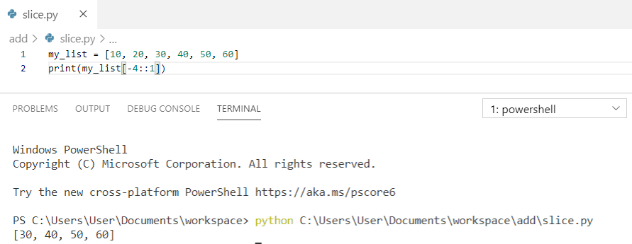 Slicing in python list