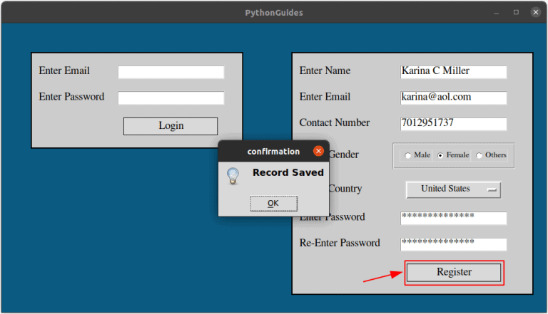 Registration Form In Python Using Tkinter + Login Page In Python ...