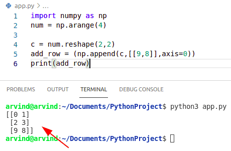 Python добавить в массив колонку
